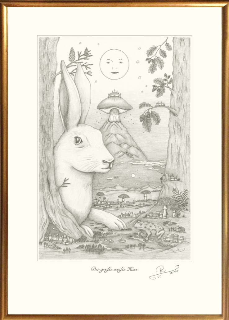 Dergrosseweisse Hase1 Zeichnung Handsigniert©RvCh 1 - Renate von Charlottenburg