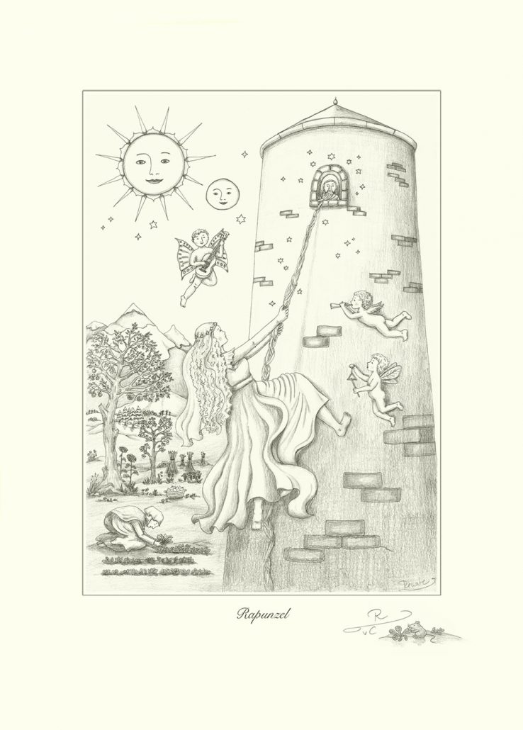 Rapunzel, Zeichnung - Rapunzel erklimmt Geistige Höhen